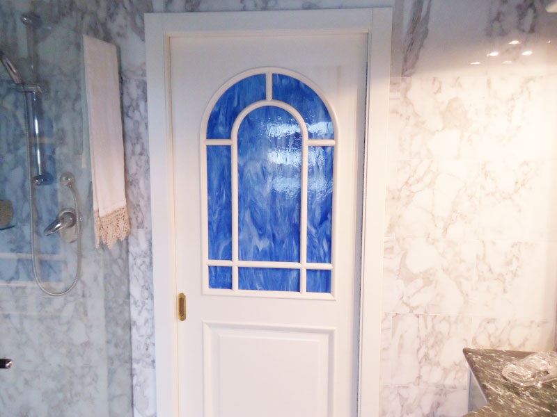 vetreria gottardi, porta interna, vetro blu